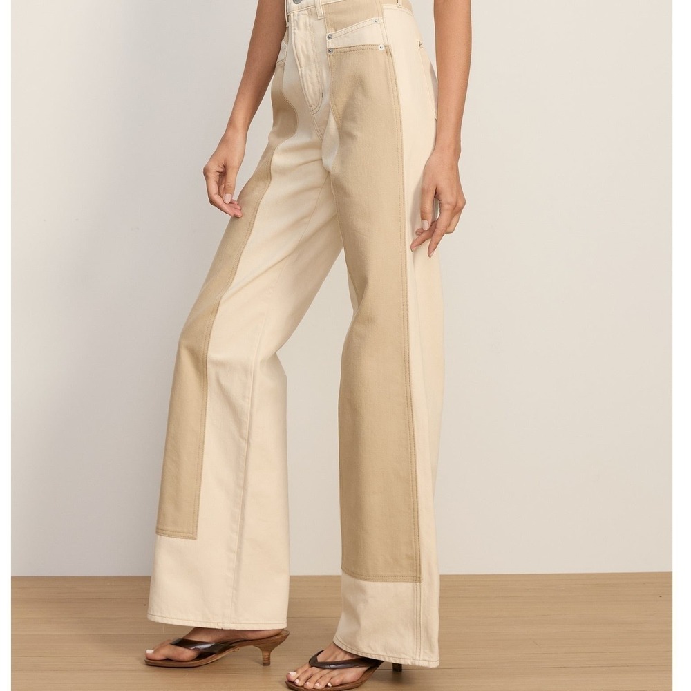 Veronica Beard Taylor Wide Leg High Rise Two-Tone Jeans Size 29